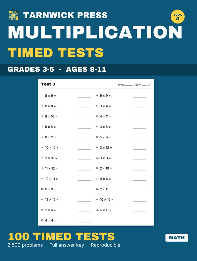 Cover of Tarnwick Multiplication Timed Tests, Grades 3-5